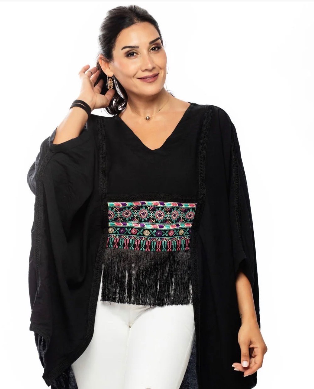 ✨Boho Embroidered Blouse Women , Traditional Ethnic Top , Loose Kaftan Style .