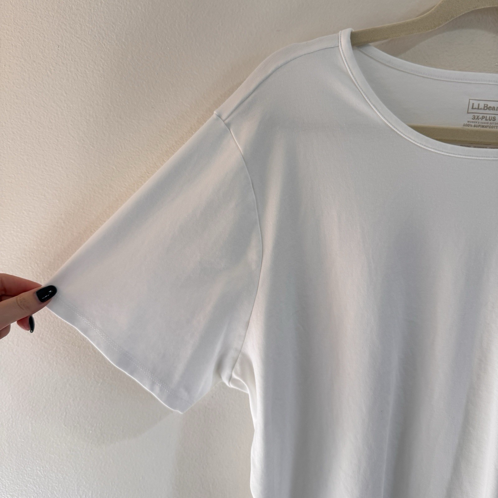 L.L. Bean T-shirt 3X White 100% Supima Cotton Scoop Neck Layer Basic