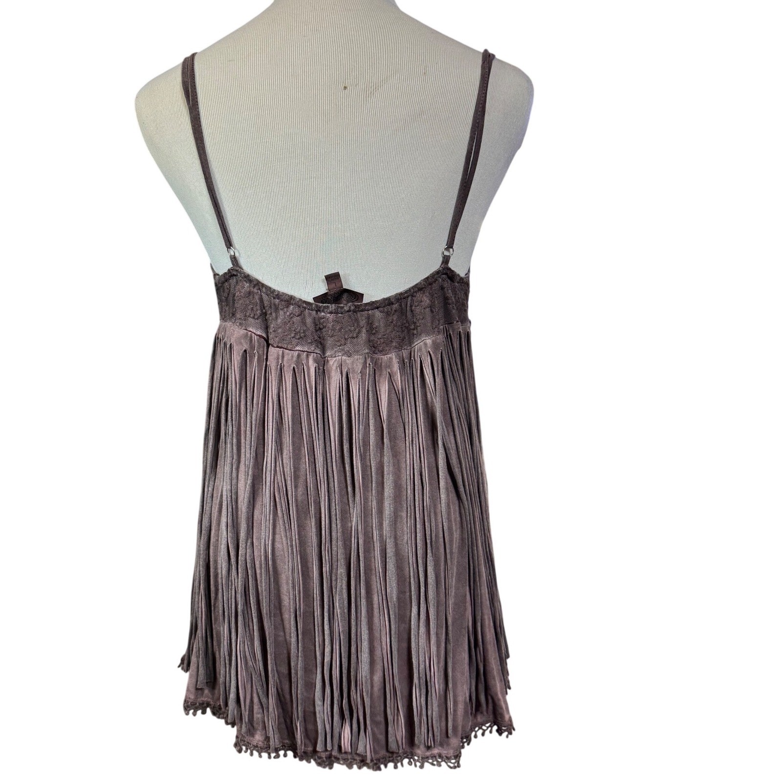 Cowgirl Hardware Fringe Tank Top Womens Large Lace Boho Western Mauve Purple