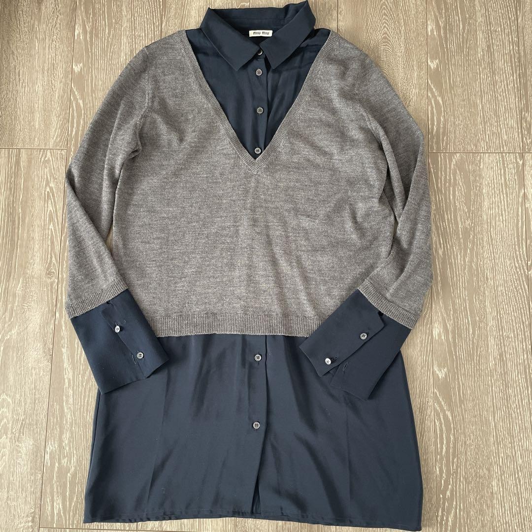miumiu grey navy tunic size 40 length 30 inches