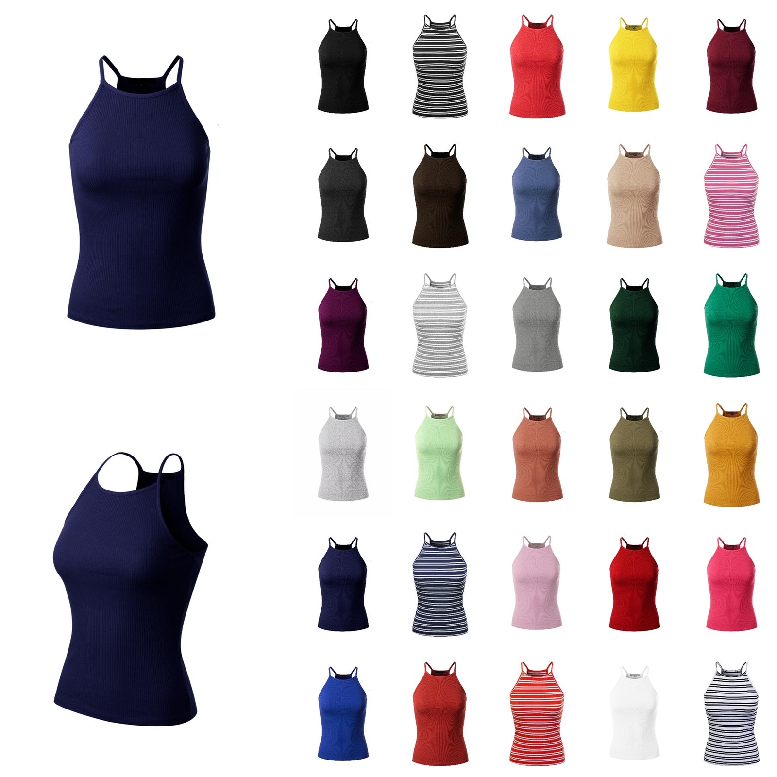 MixMatchy Halter Neck Ribbed Tank Top