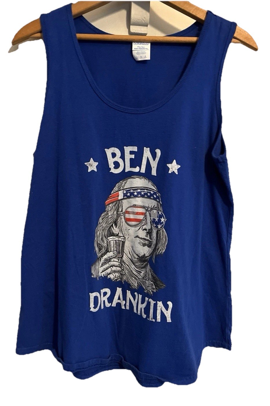 Port & Company Ben Drankin Tank Top Womens Large Blue Patriotic Franklin Graphic
