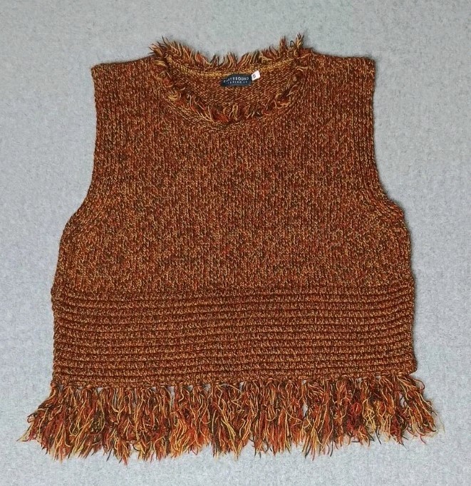 Earthbound Cropped Tank Top Womens Size Small Multicolor Crochet Tassel…