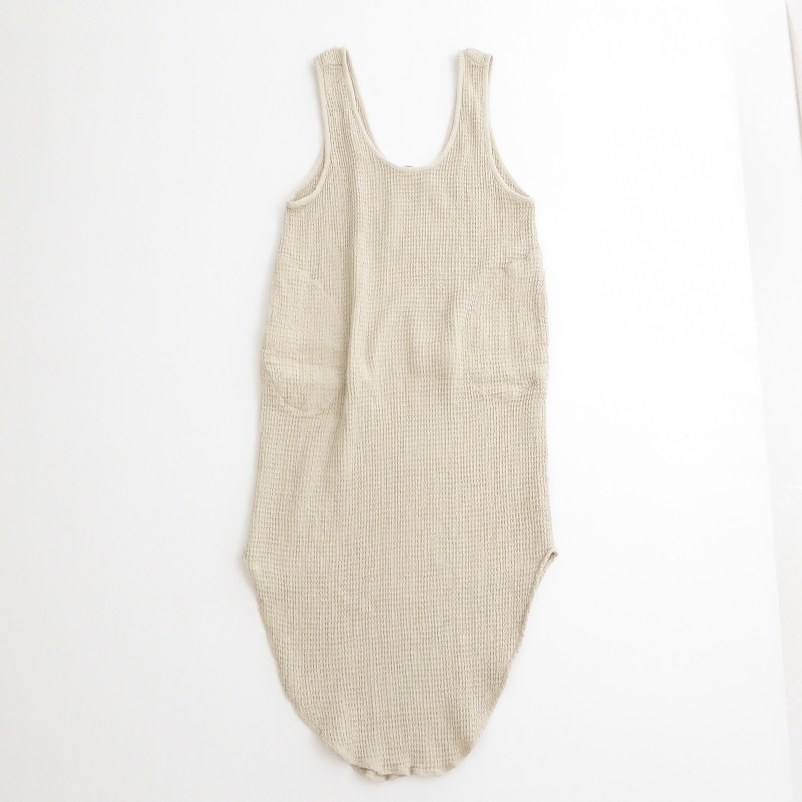 Free People Womens Waffle Knit Tunic Shift Dress Beige Pockets Cotton Size XS