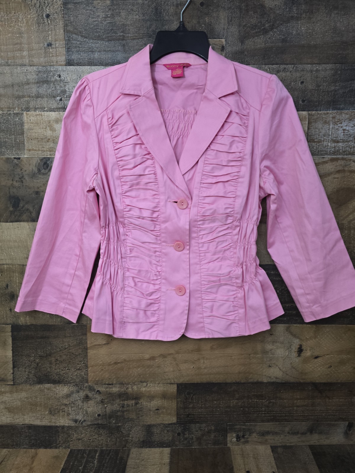 Women Ruched Smocked Boho Top Size Medium Pink Fairycore Romance Preppy READ