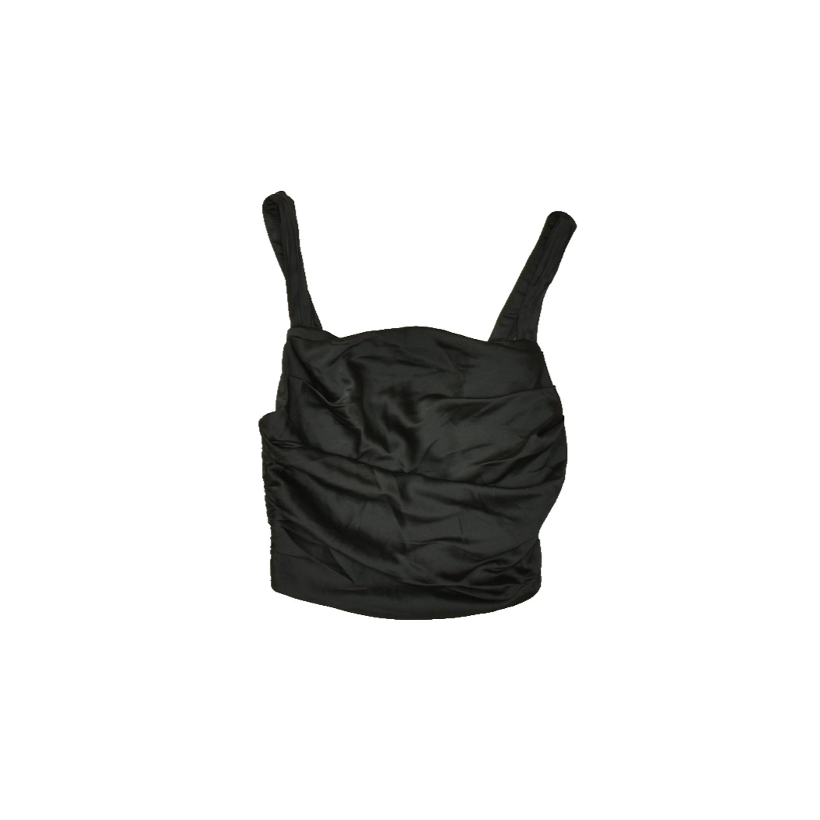 GUESS Jamari Black Sleeveless Ruched Crop Top Back Zip Size Small NWT