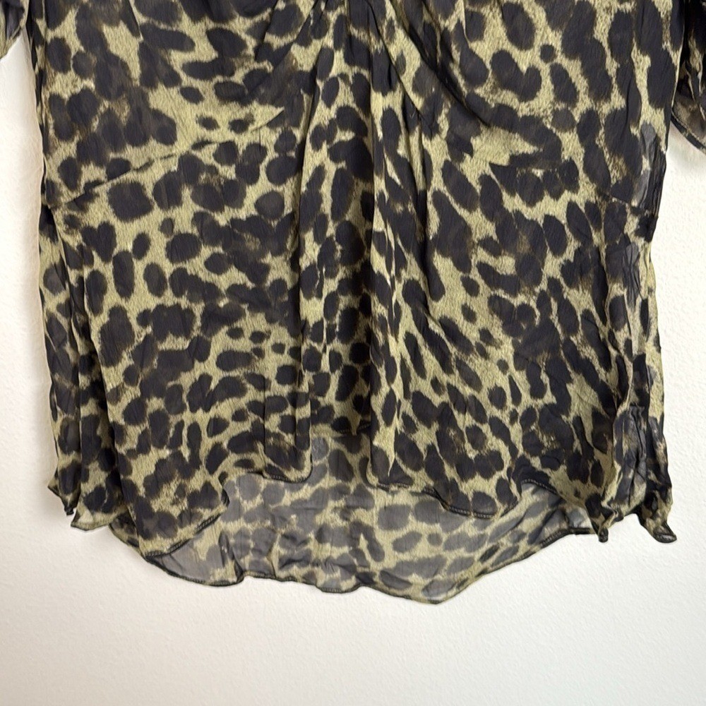 Isabel Marant Caja Leopard Print Blouse Ruched Sleeve Blouse Size 42
