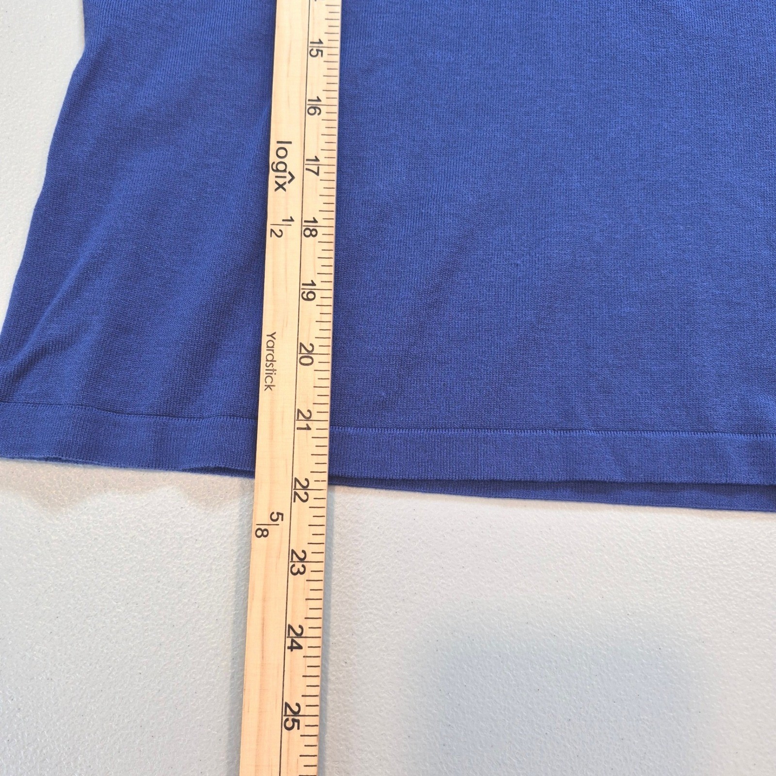 August Silk Women’s Blue V Neck Bow Accent Short Sleeve Knit Top Size M Travel