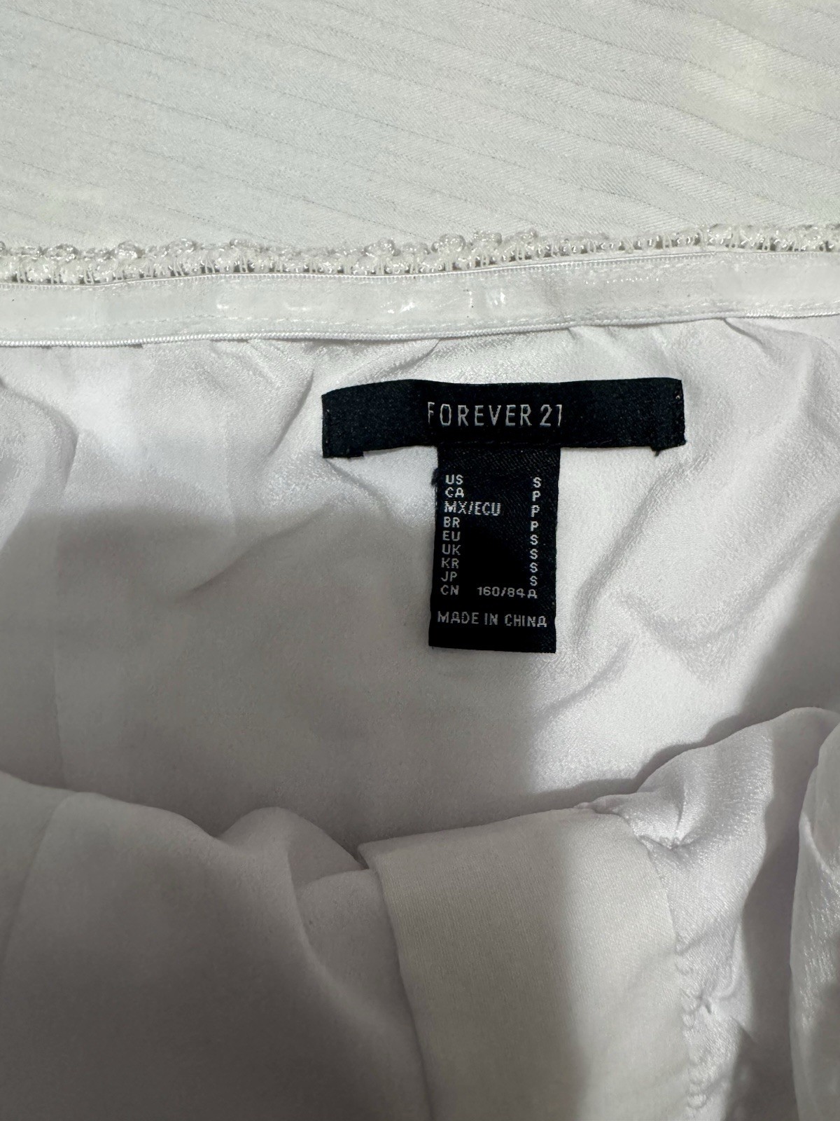 Forever 21 Women’s S White Solid Strapless Tube Top Button Front Lace Trim