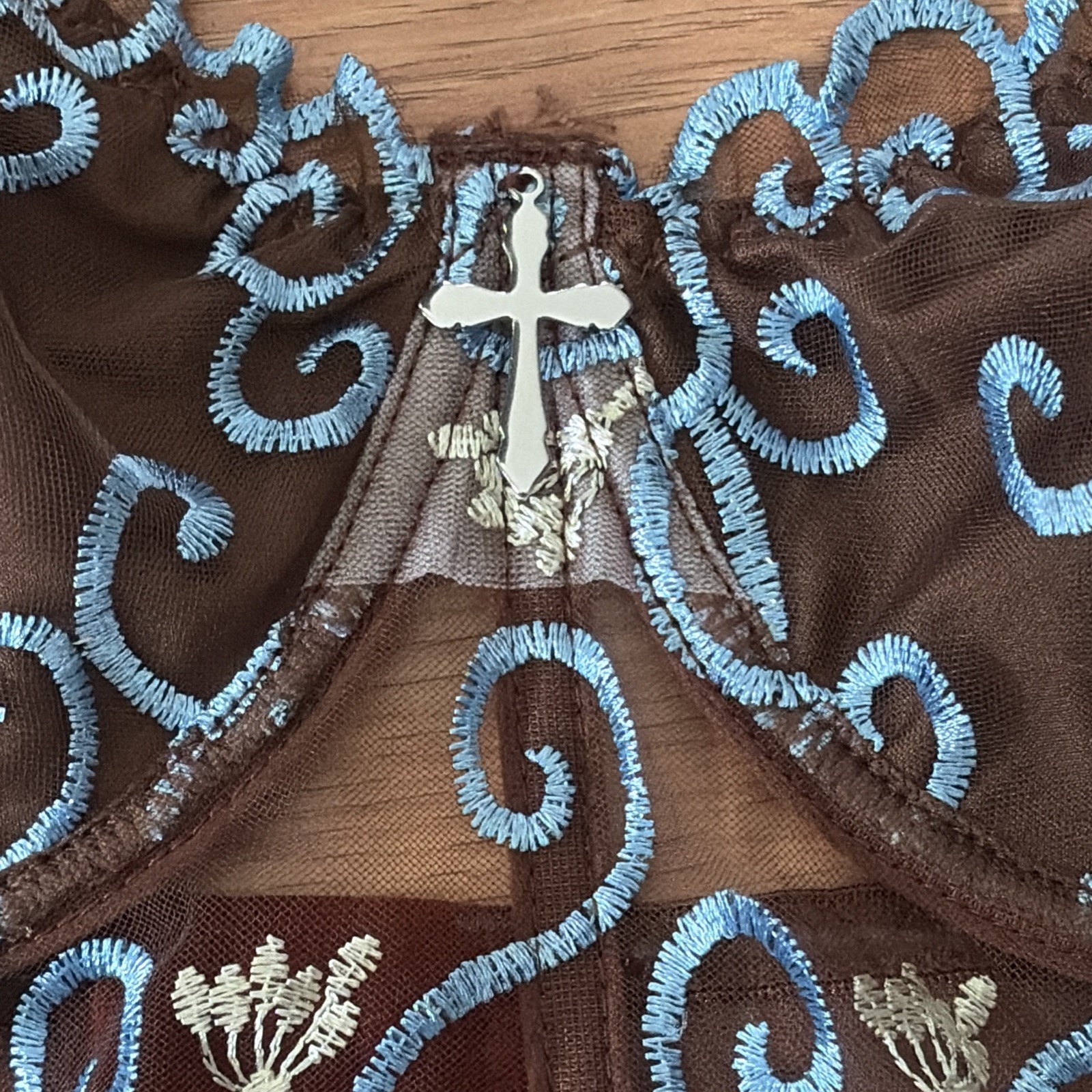 Women’s Strapless Bustier/Corset by Romwe Brown with Embroidery Size Large