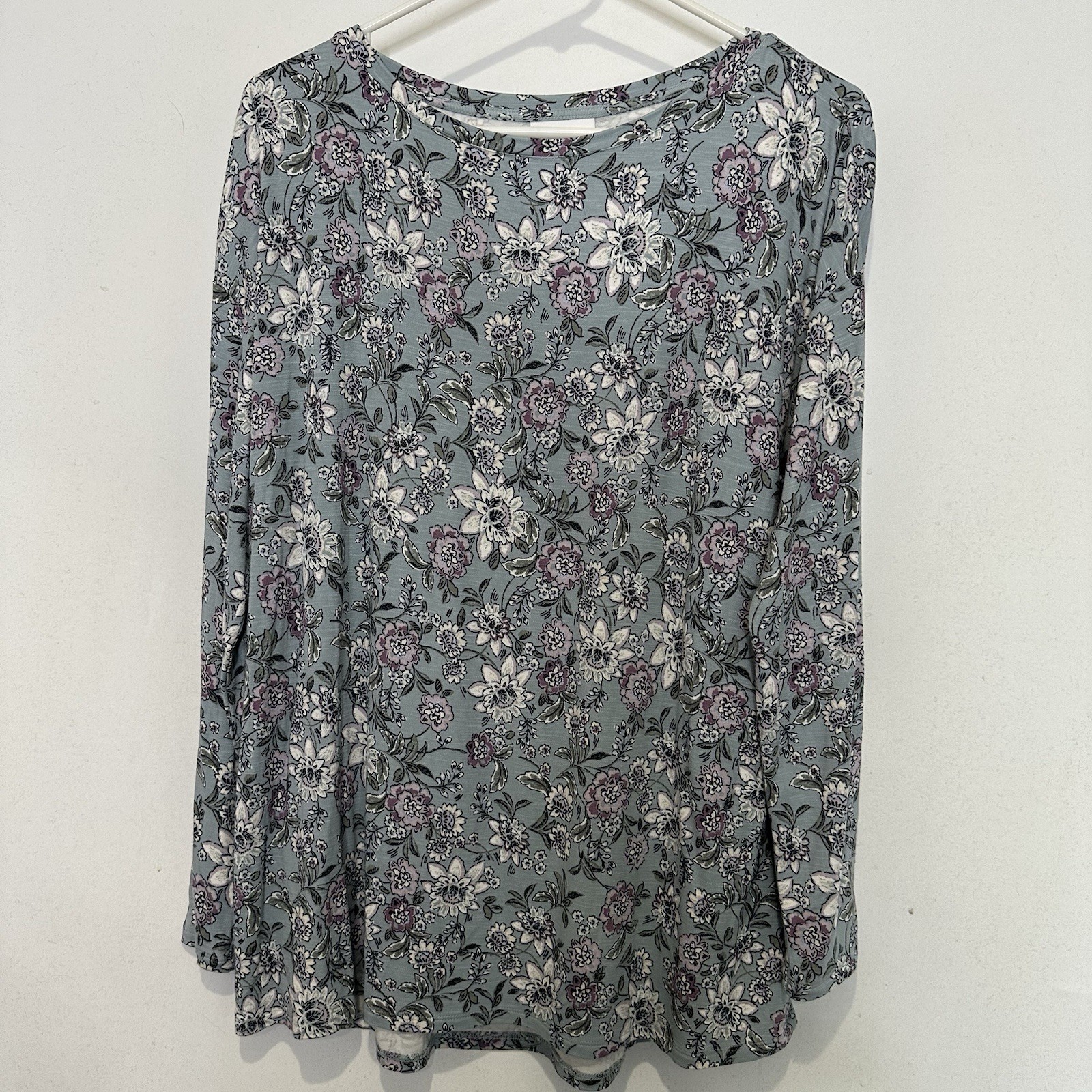 J Jill Top Blouse Multicolor Floral Long Sleeve Sleeve Pleated Back Tunic Tee