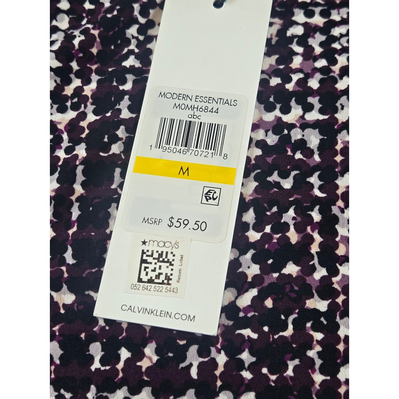 Calvin Klein Modern Essentials Purple Abstract Grid Blouse M M0MH6844 New