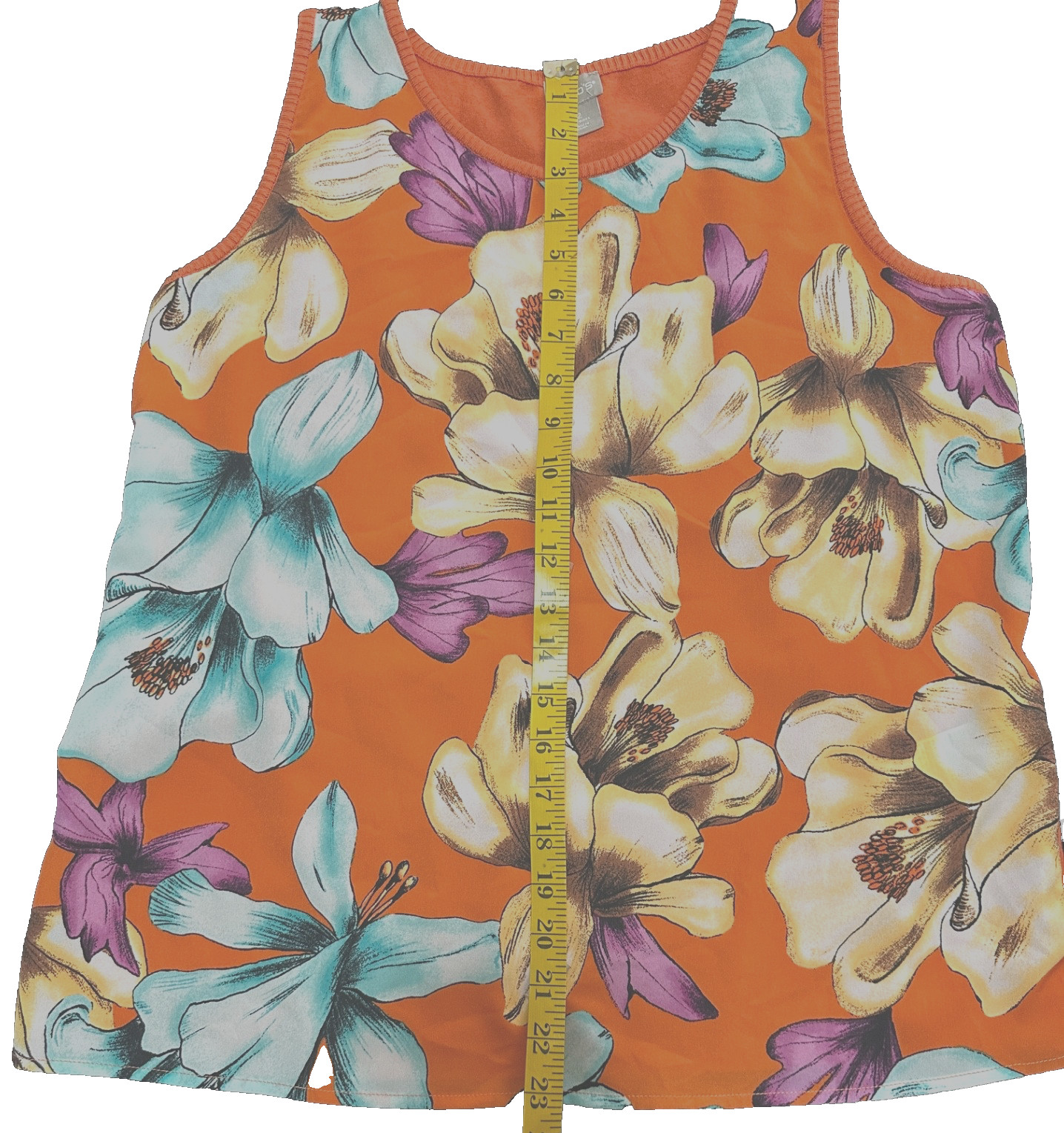 NWOT! CHICO’s Size 2 (Large) Tropical Orange Tank Shell Top w/Floral
