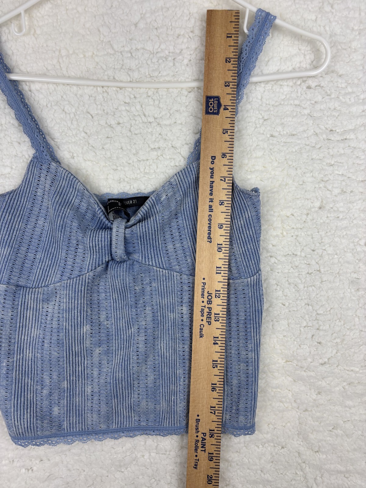 FOREVER 21 Blue Crop Top Womens Size Small Lacey Straps Bow Accent