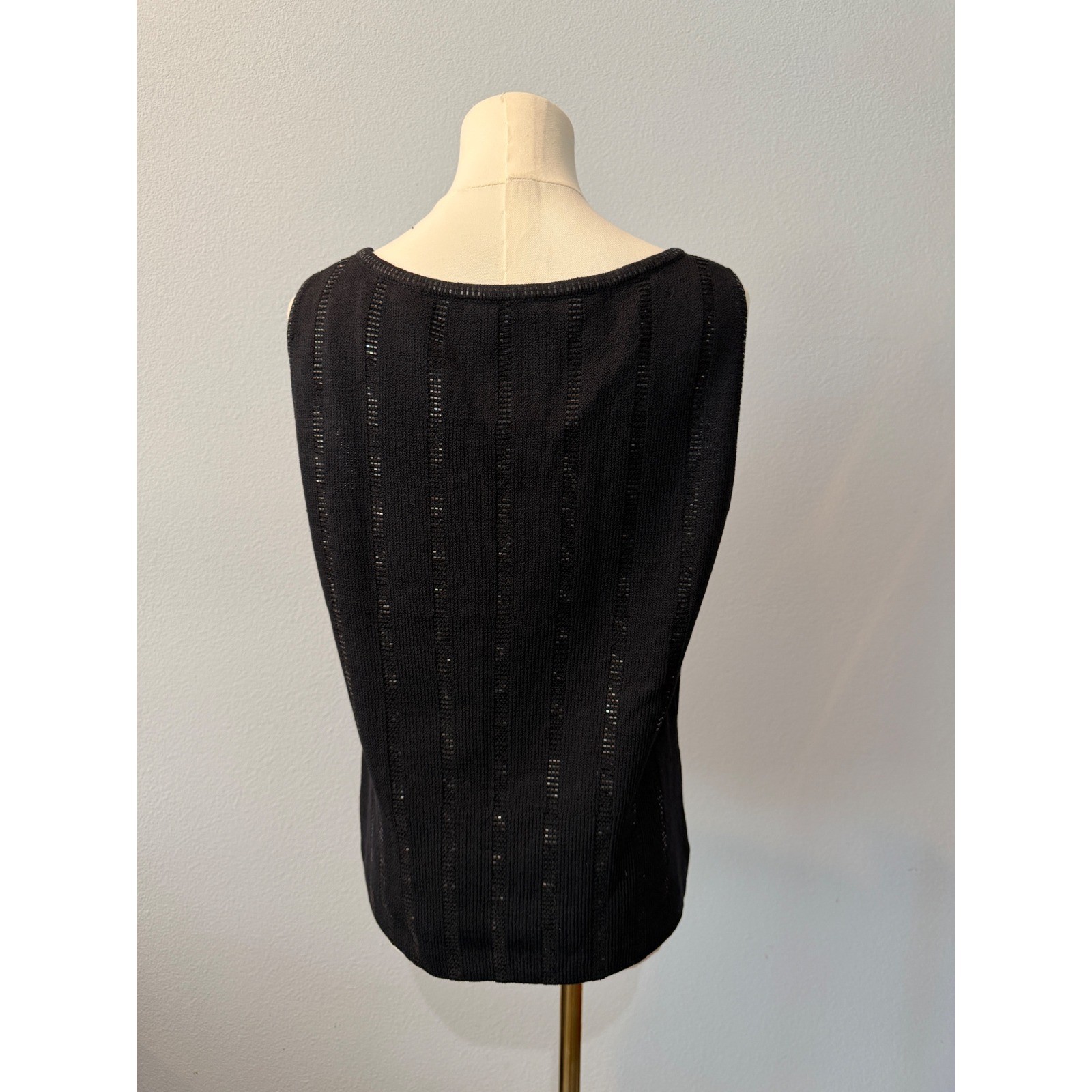 St John Black Santana Knit Sequin Tank Top Old Money Quiet Luxury Capsule Size M