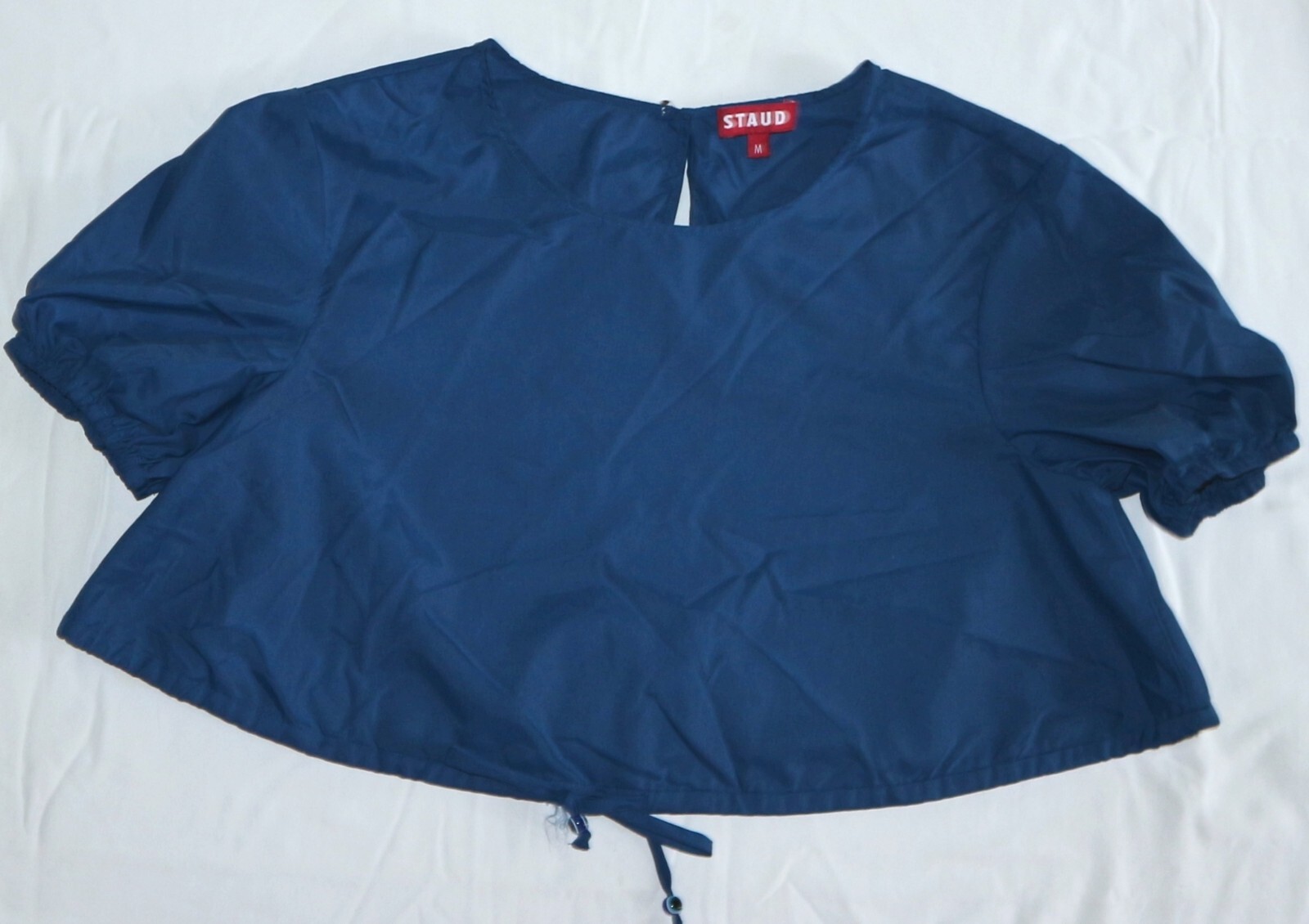 STAUD Blue Recycled Nylon Cropped Top Slvs 40 In Chest 15.5 In Long Sz M EXC