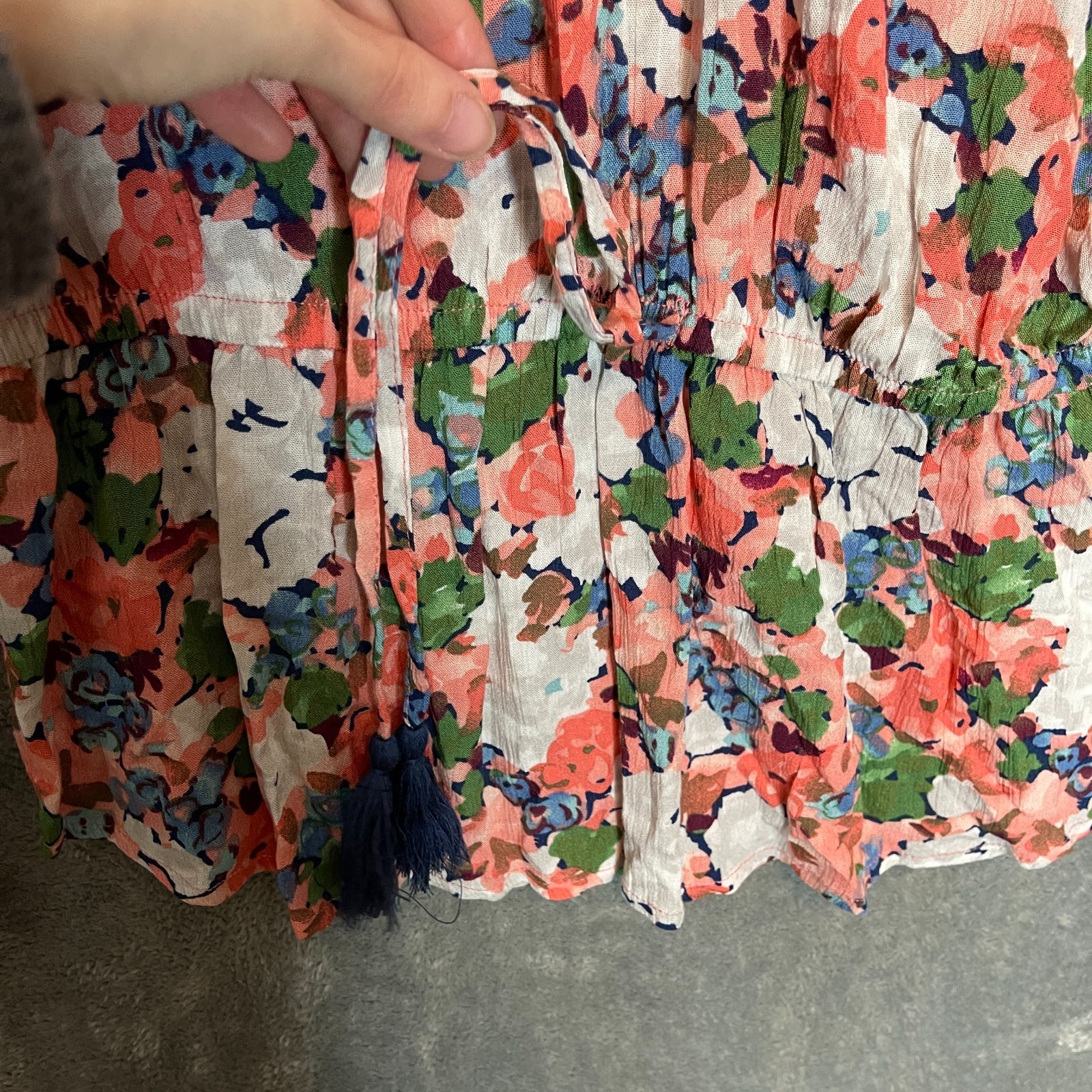 Falls Creek Women Size L Bloomcore Boho Chic Floral Popover Peplum Woven Top NWT