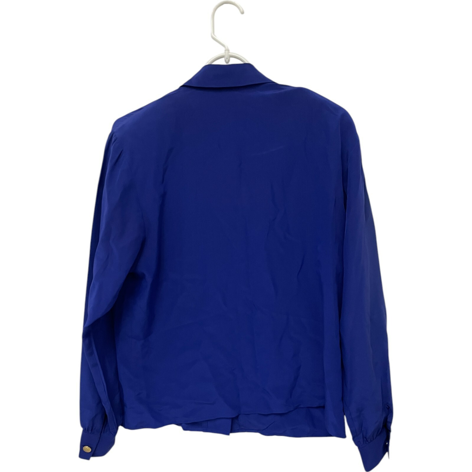 Adrianna Papell Pleated Top CEO Shirt Womens 6 Blue Pure Silk Blouse Vintage