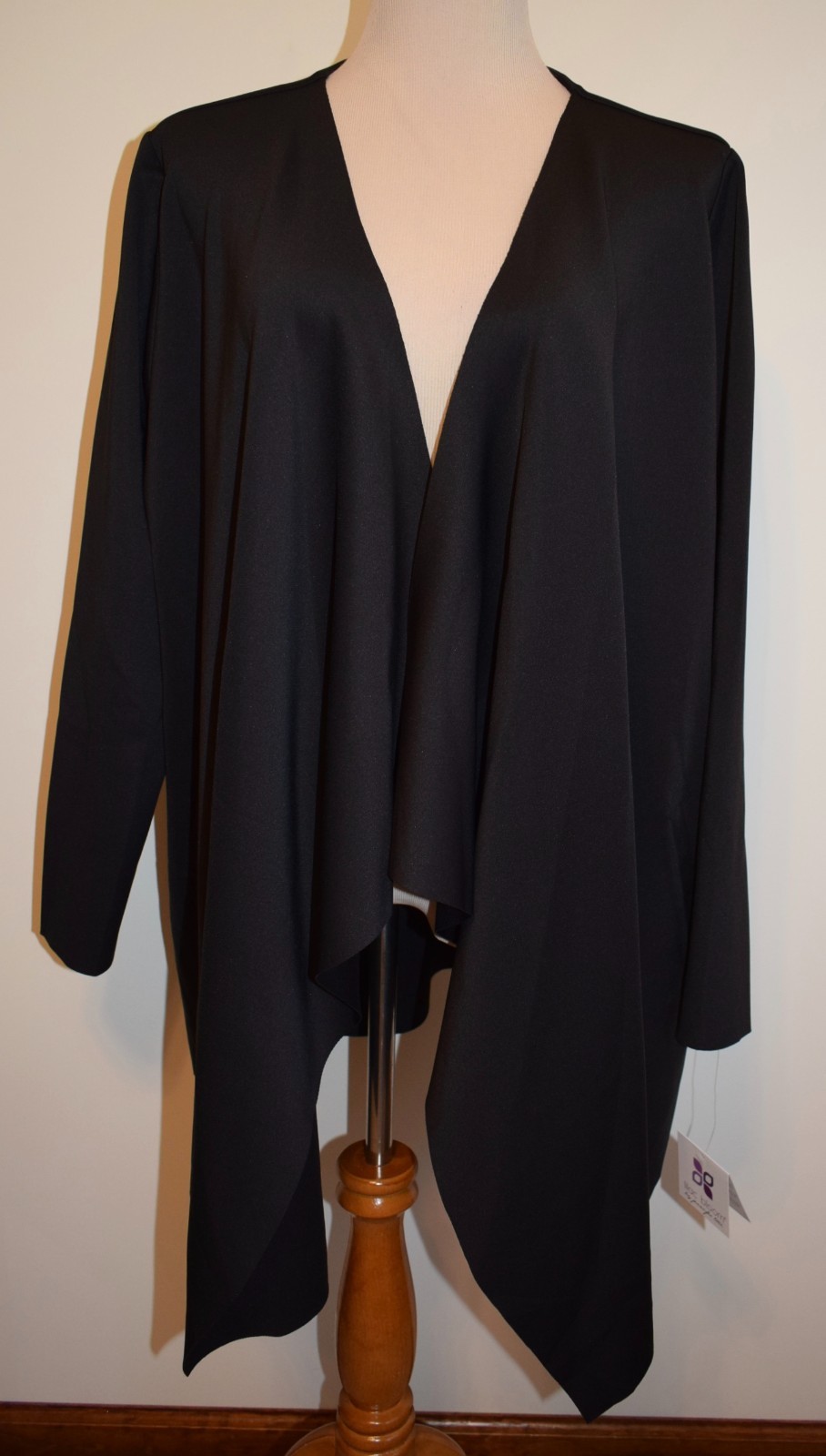 New Womens Lilac Bloom XL Cardigan Jacket Black Long Sleeve Ponte