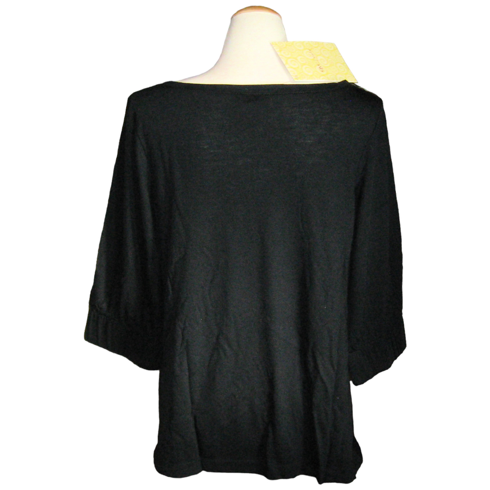 DIALOGUE Elbow Sleeve Boat Neck Top w/Band Detail QVC A81979 BLACK Size XL NWT
