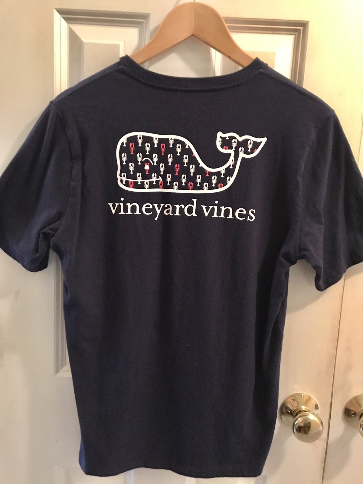Vineyard Vines T Shirt XL Youth Blue Lobster Pink Whale Logo Pocket Tee