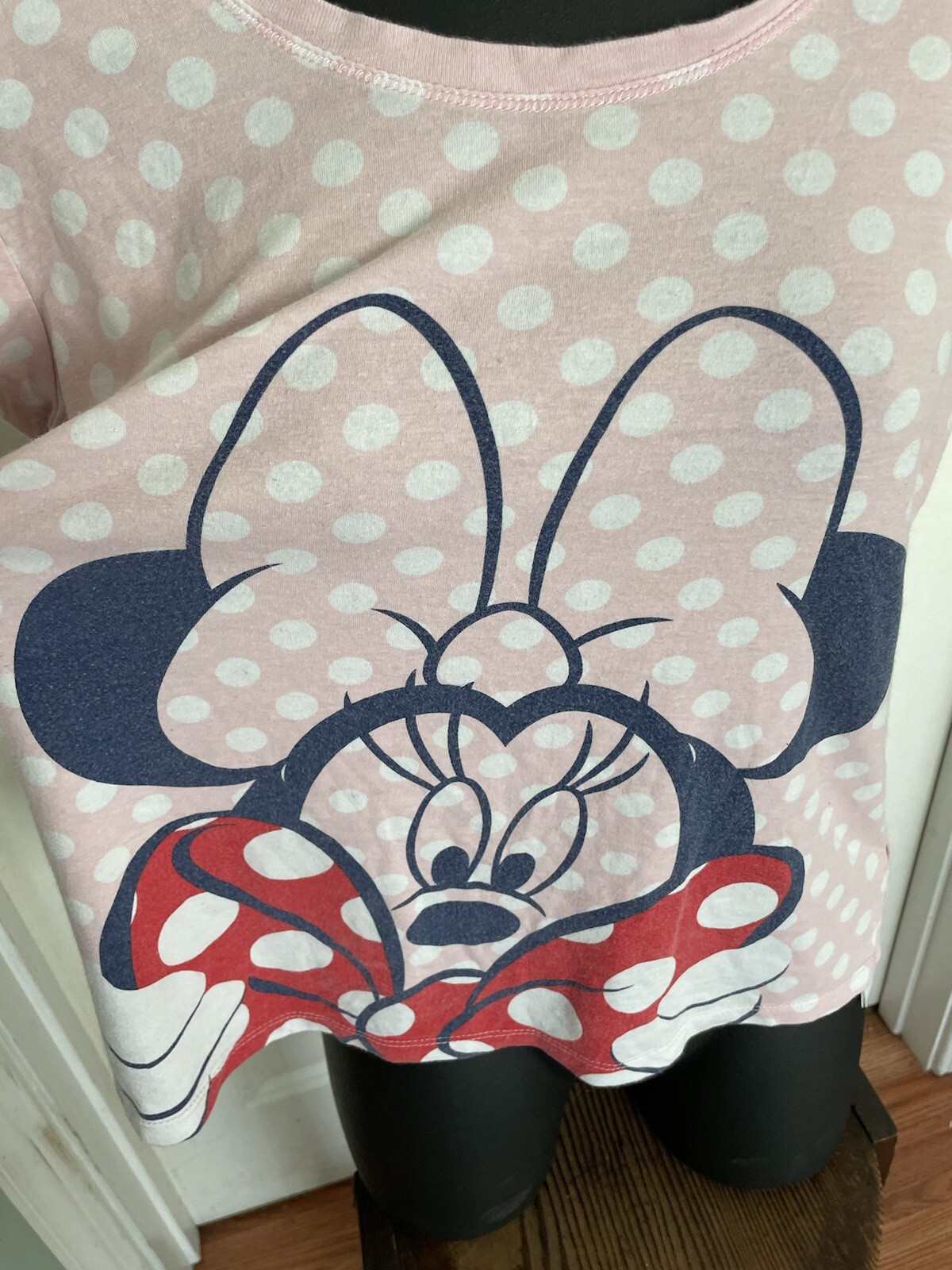 Women’s DISNEY Minnie Mouse Polka Dot Cotton Blend Tee, Size Small