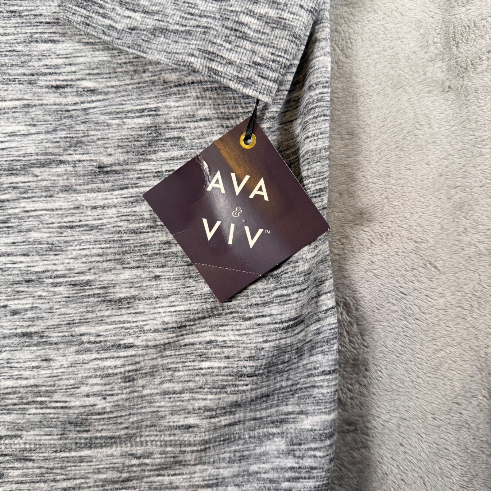 Ava & Viv Womens 2X Cowl Neck Top Black White Long Sleeve Knit Pullover