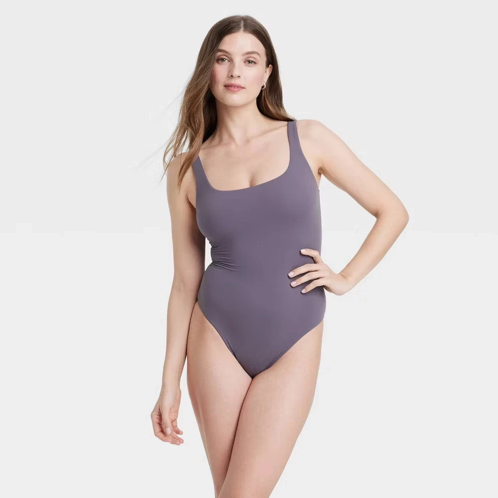 Women’s Luxe 4-Way Stretch Tank Bodysuit – Auden Mauve Gray Size XS