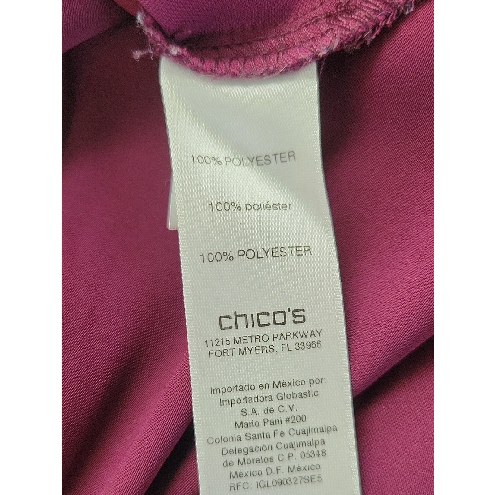 Chico’s Deep Wine Ruffle Front Button Down Shirt Size Small
