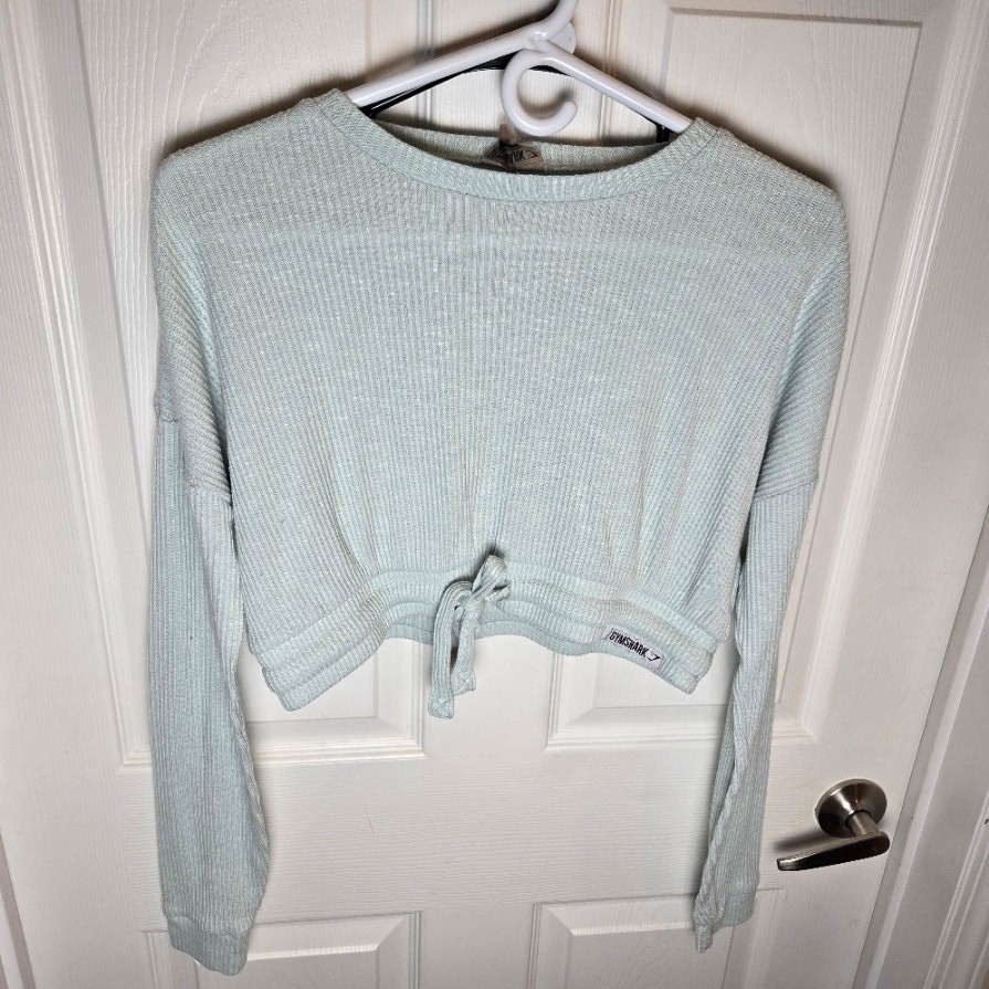 WOMEN’S GYMSHARK SX SM RIBBED CROPPED LONG SLEEVE MINT COLOR GORPCORE ATHLEISURE
