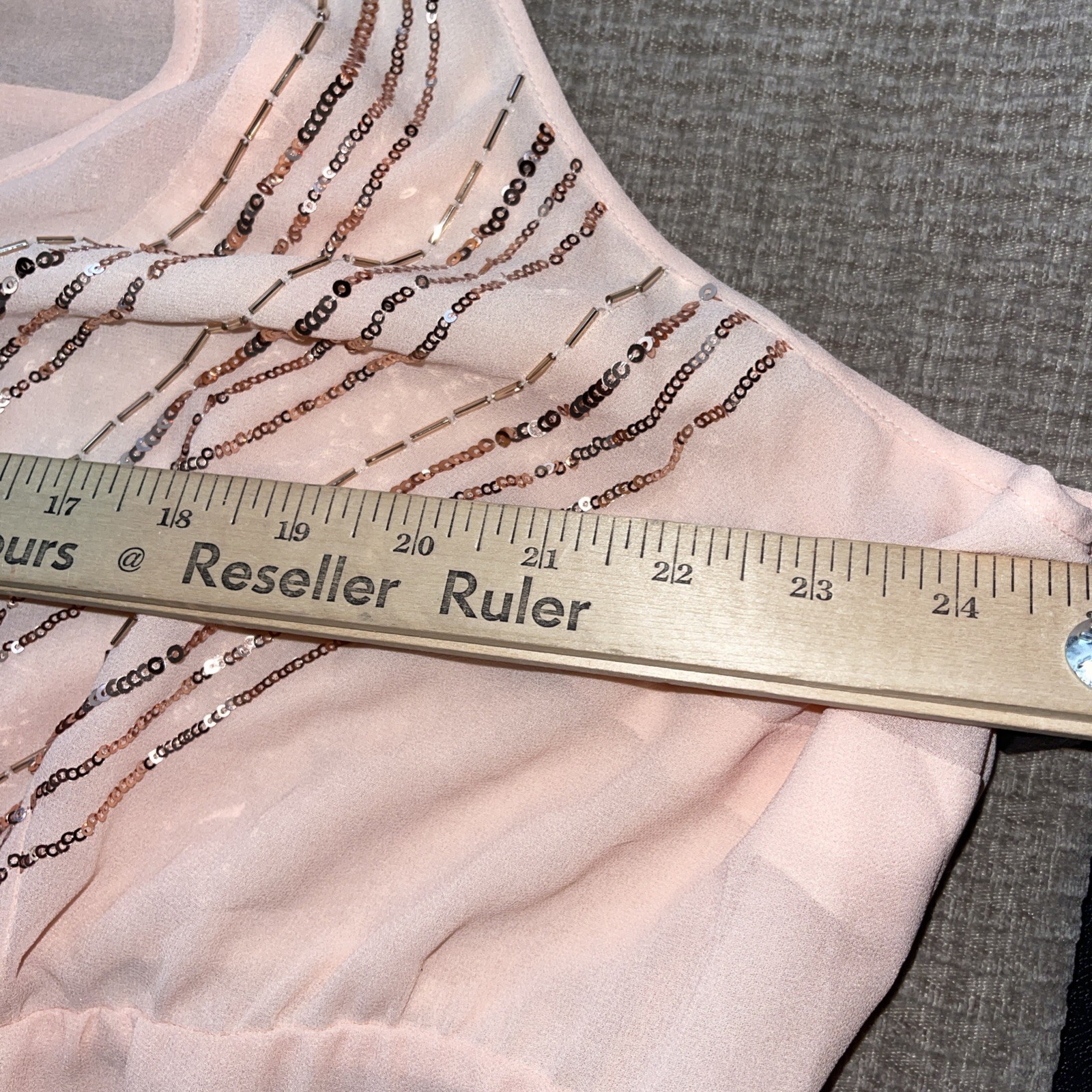 TORRID Sheer Top Womens 3X Peach Elastic Waist Sleeveless Embellished Lined