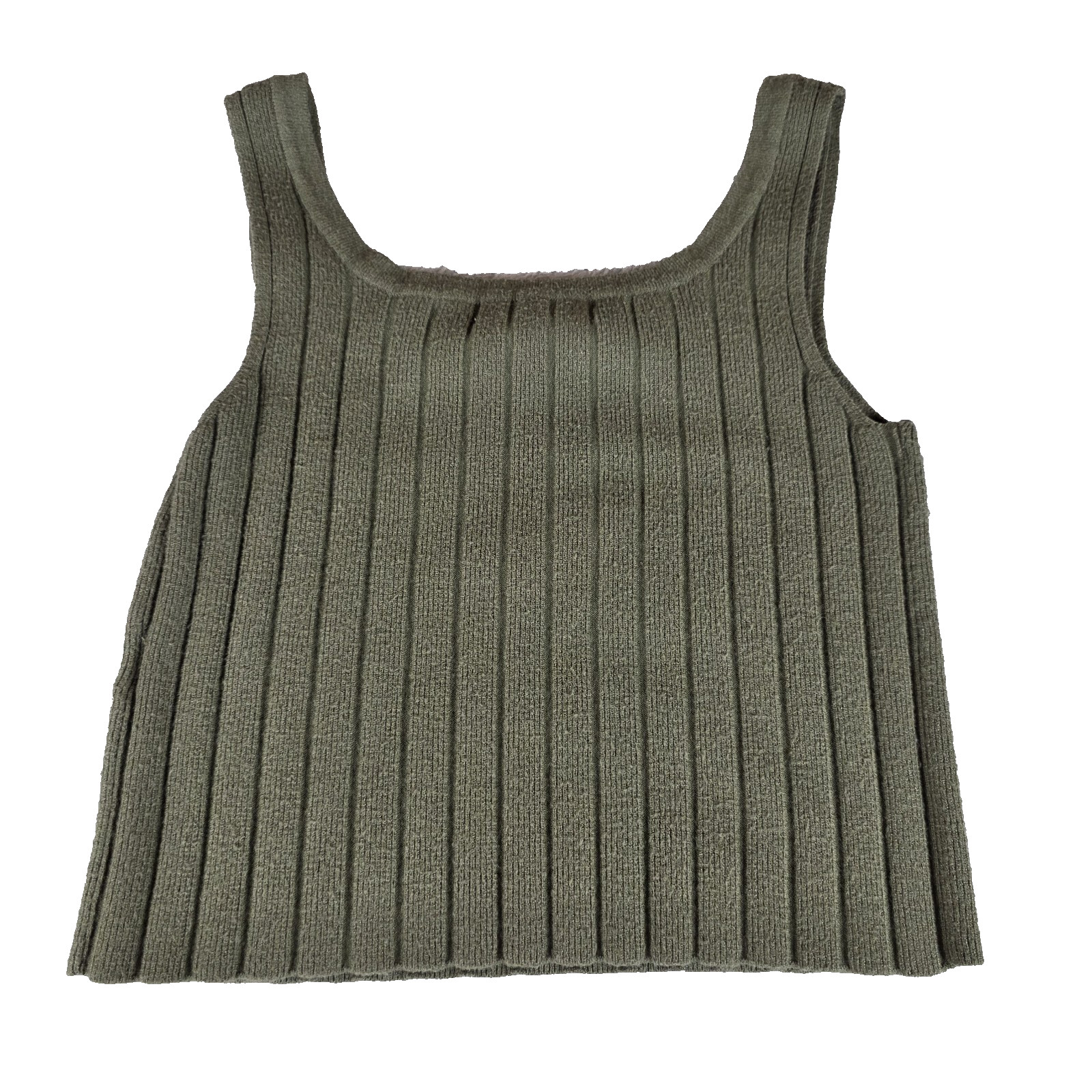 Sincerely Jules XS Ribbed Knit Tank Top Olive Green Crop Petite Friendly Slim