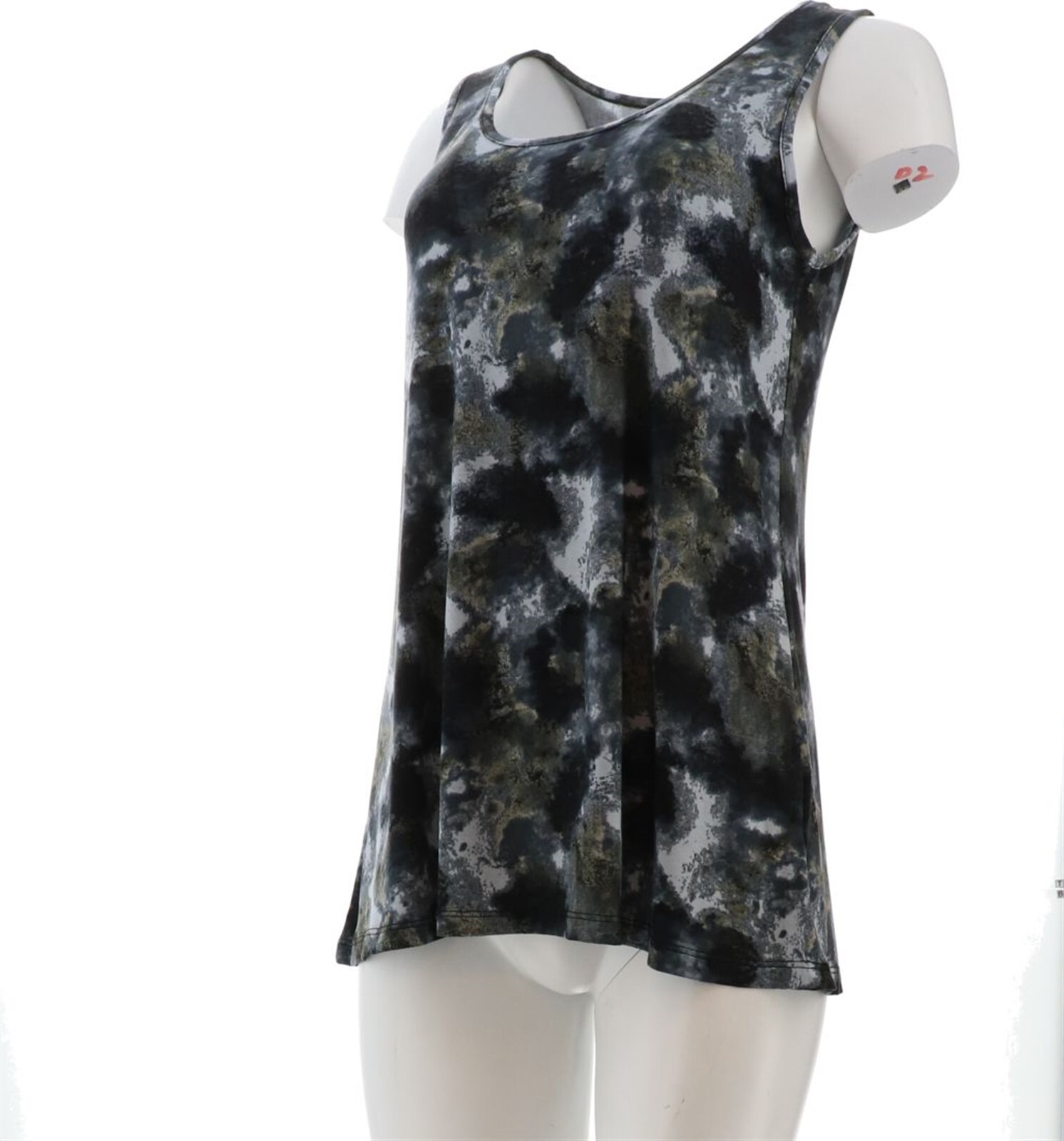 LOGO Layers 2Pc Tie-Dye Solid Knit Tank Tops Black XXS NWOT (893)