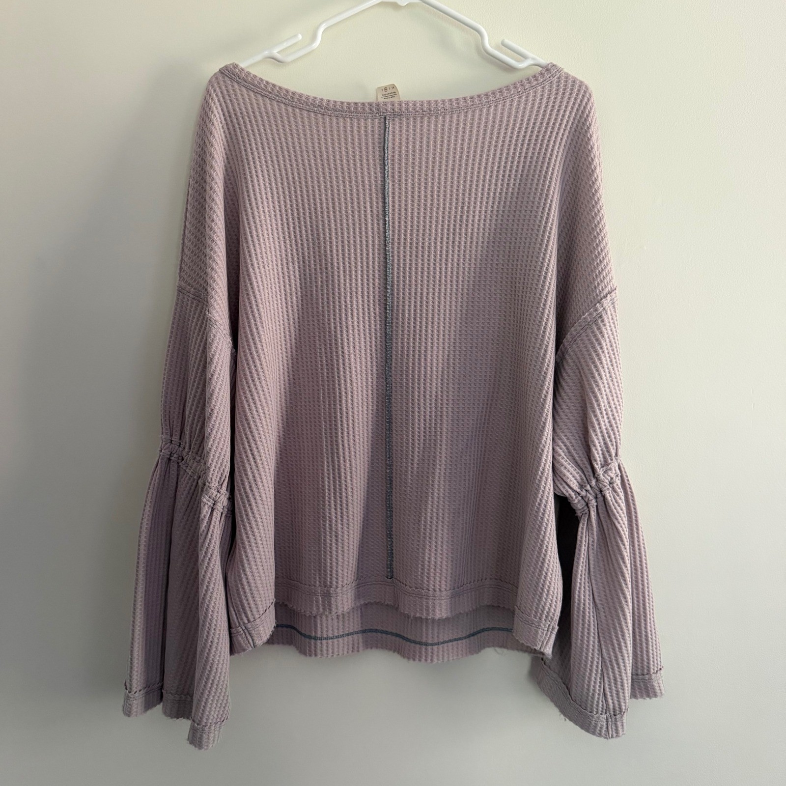 Free People Lilac Dahlia Bell Sleeve Thermal Boho Oversized Lagenlook Top M