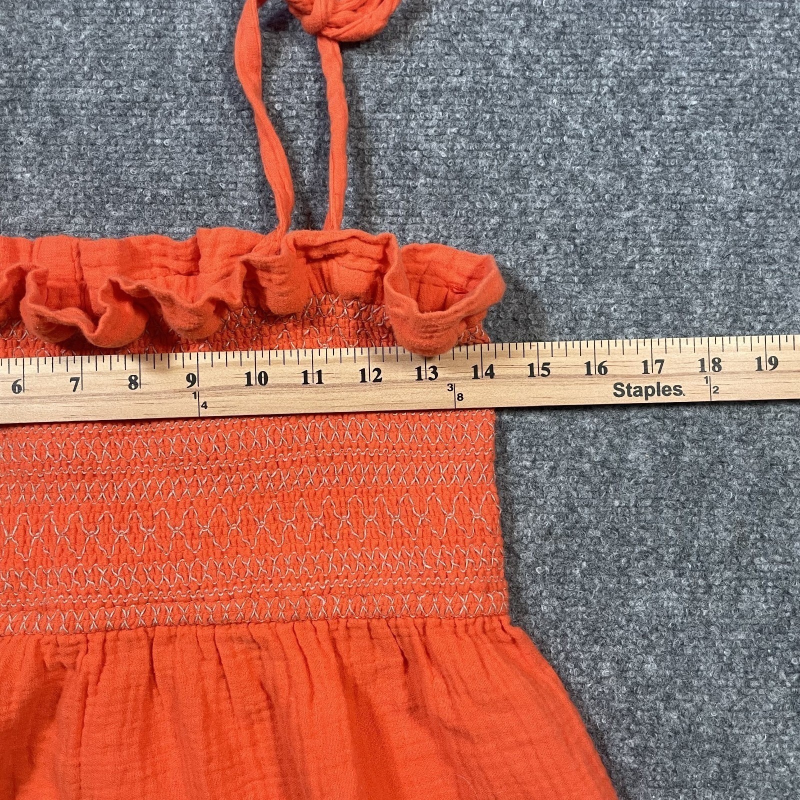 Free People Smock It To Me Peplum Crop Top Size Small Orange Contrast Stitching