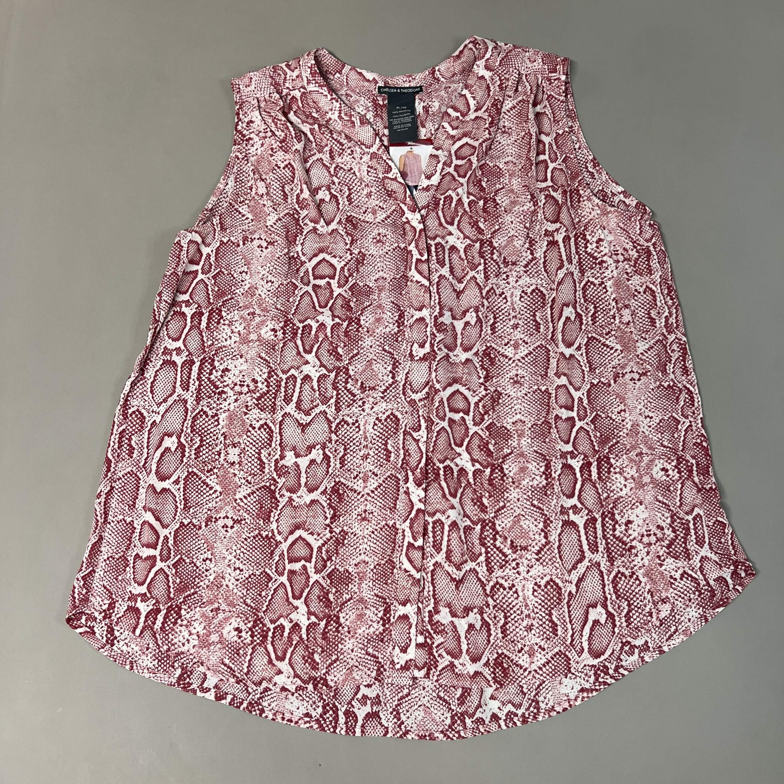 CHELSEA & THEODORE Sleeveless Blouse Women’s Size XL Pink Python 2165072 (NEW)