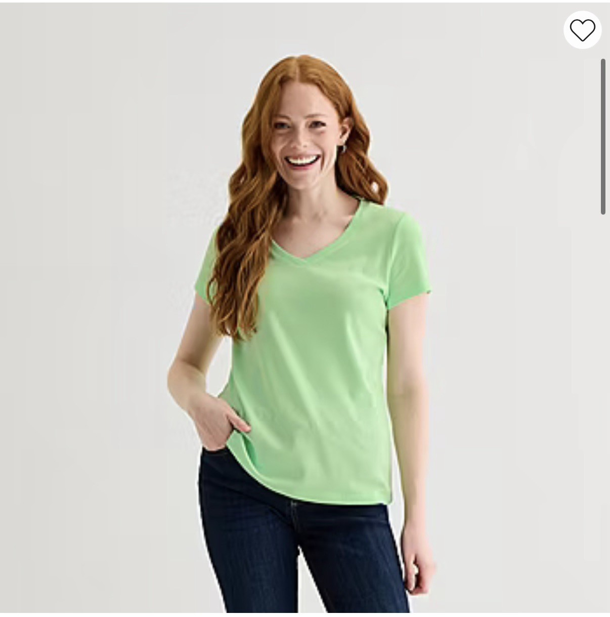St. John’s Bay Womens V Neck Short Sleeve T-Shirt Green Splash Small $16