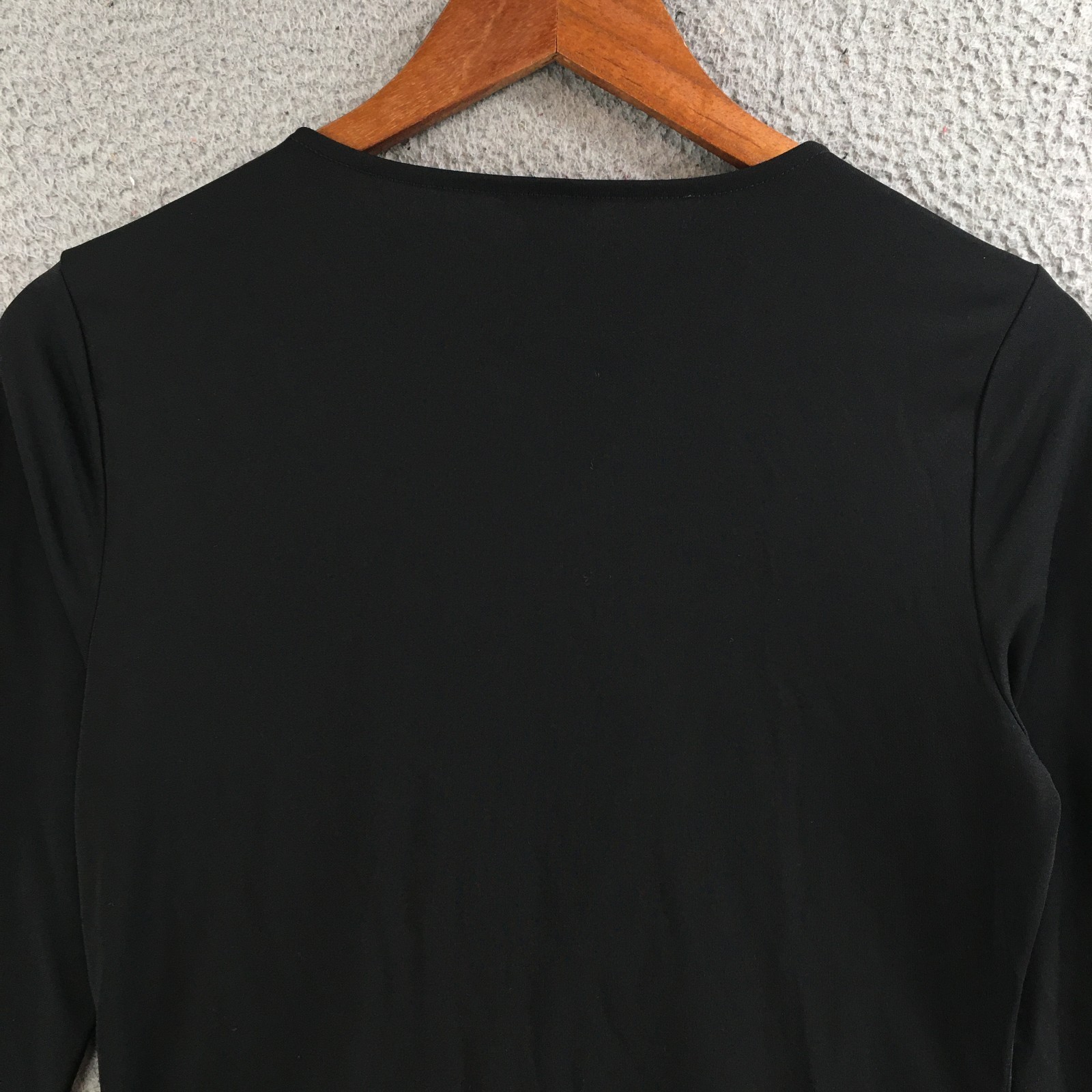 Ann Taylor Top Women M Twist Front Long Sleeve Stretch Blouse Knot Detail Black