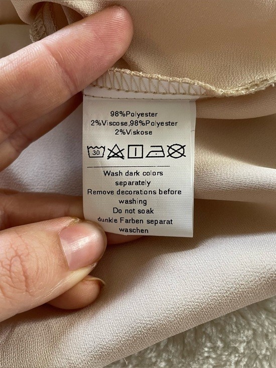 Grace Karin Silky Cream Long Sleeve Blouse size S