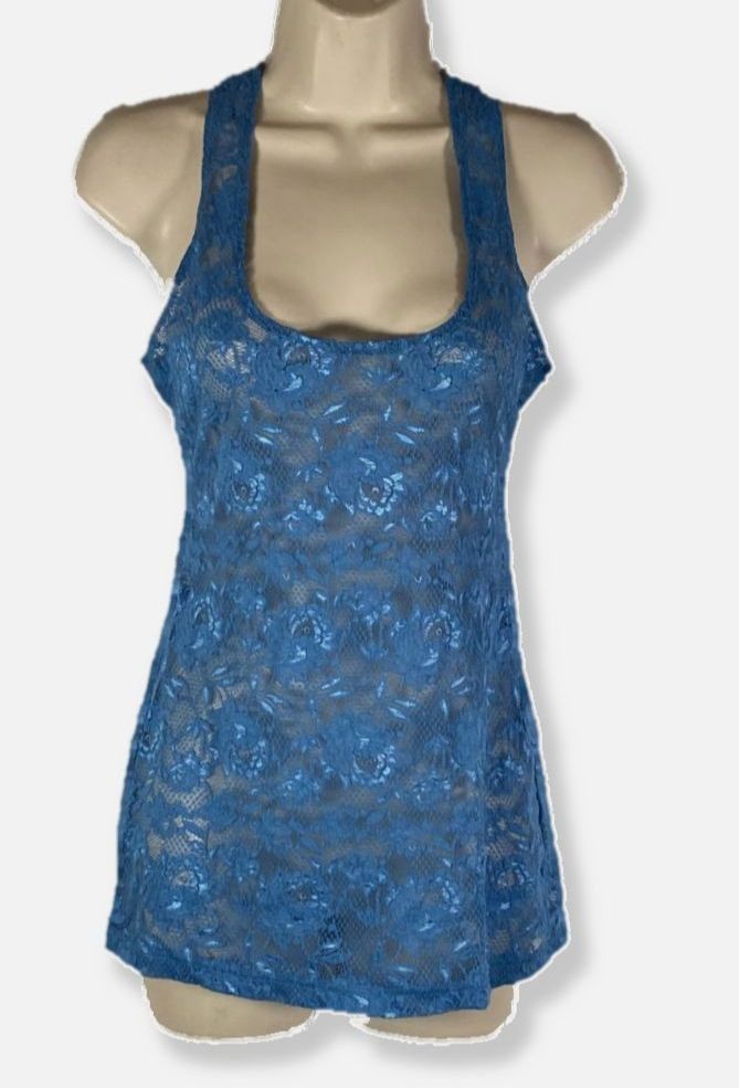 Cosabella Women’s Blue Never Say Never Foxie Racerback Lace Tank Top Size S