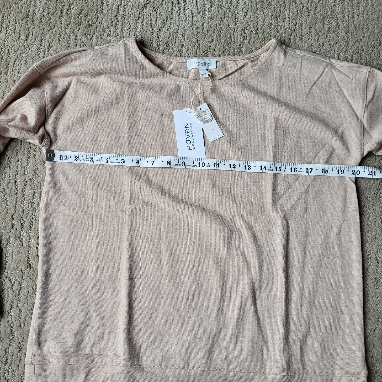 Women’s Haven Well Within Fine-Knit Long Sleeve Pullover Top– Beige– Size S–NWT
