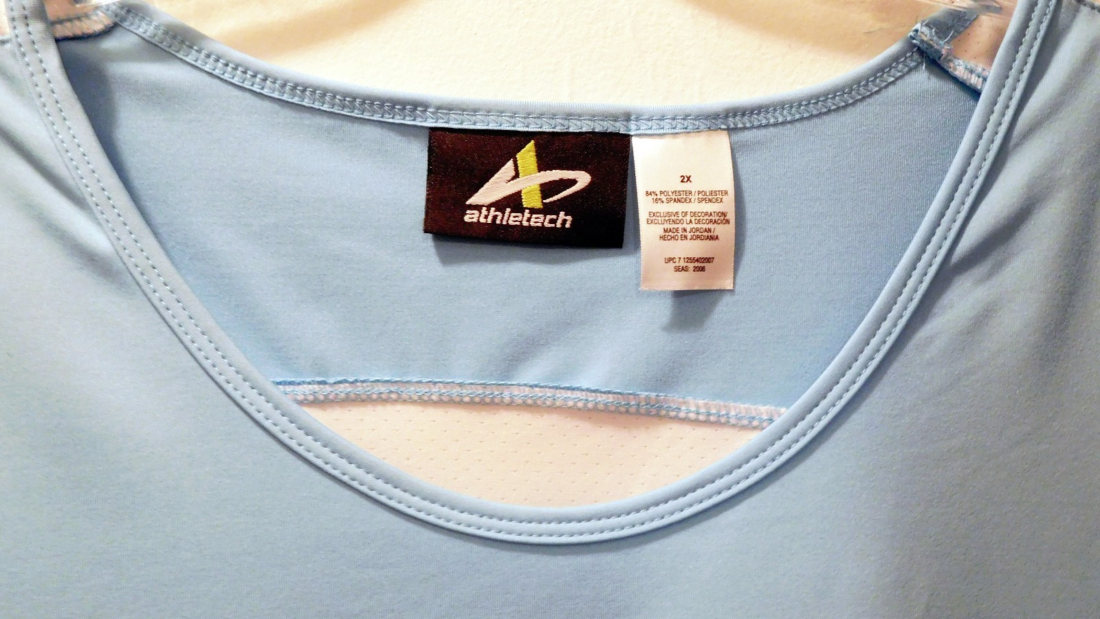 Athletech Women’s Tank Top Size 2X Blue Color Block Polyester Spandex Blend