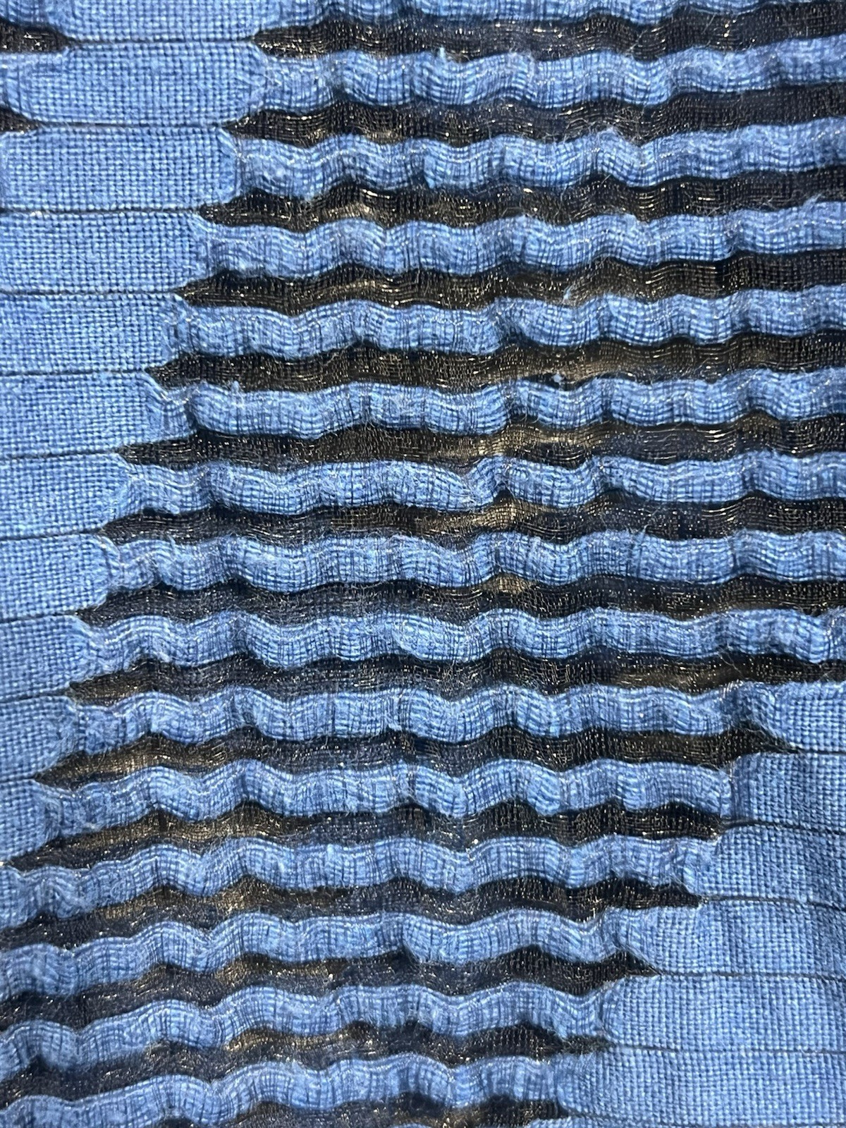 Women’s Caroline Rose Sheer Striped Textured Open Front Topper Artsy Size M Blue