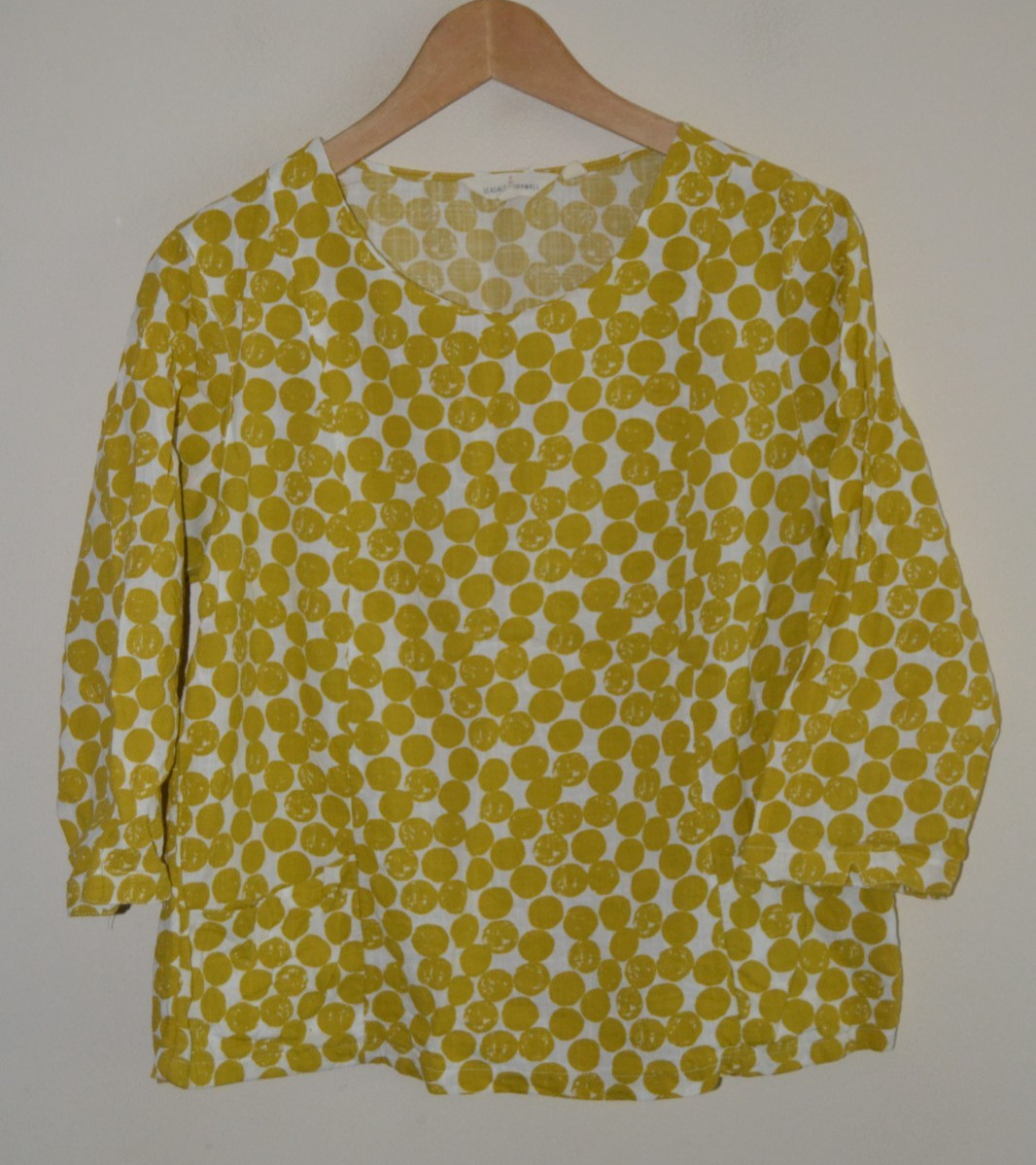 Women’s Cream & Mustard Spotted Seasalt Art Gallery Tunic Top Size 8