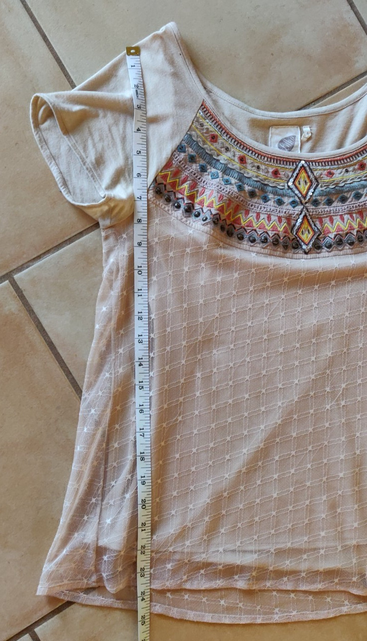 Anthropologie Lilka Embroidered Top Tulle Beaded Pima Cotton Modal Small