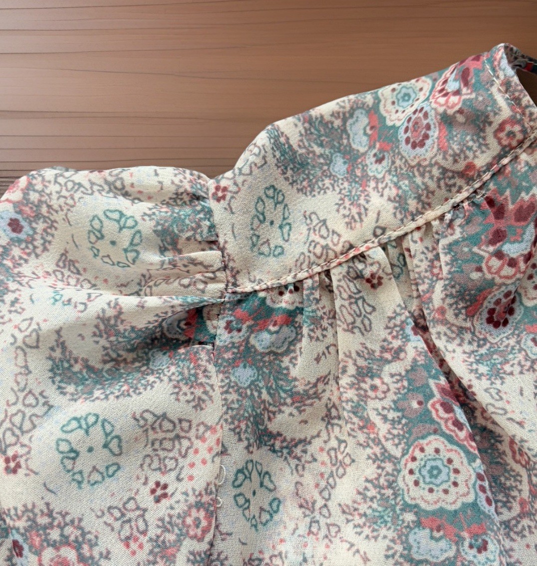 PAIGE Blouse Womens Small Ivory Pink Sheer Paisley Margherita Tie Waist Peasant