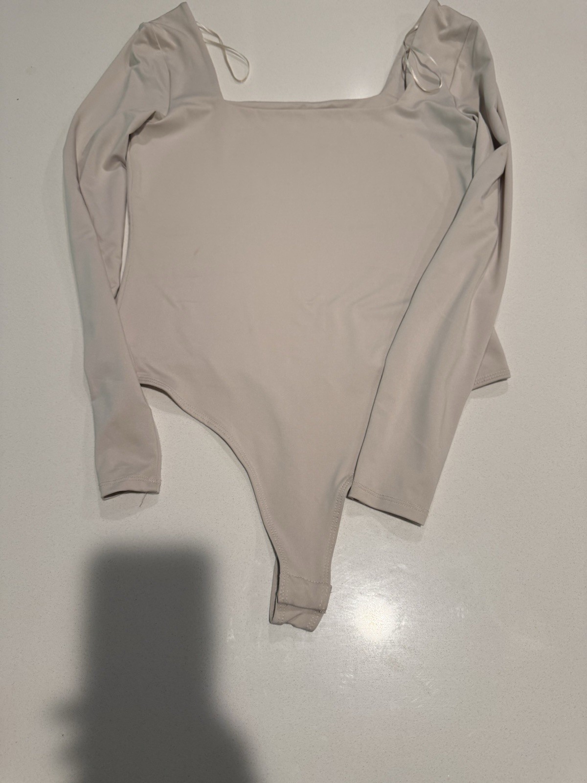 Couture, Beige Square Neck, Bodysuit, Size Xl