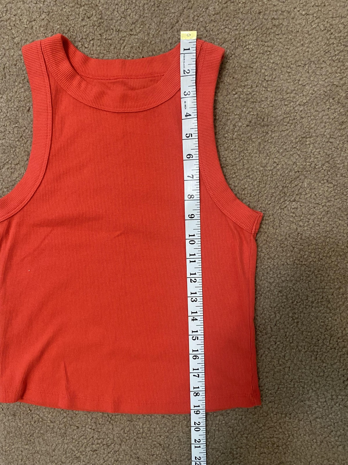 Old Navy Tank Top Womens Medium Orange Ribbed High Neck Cropped Stretch Knit