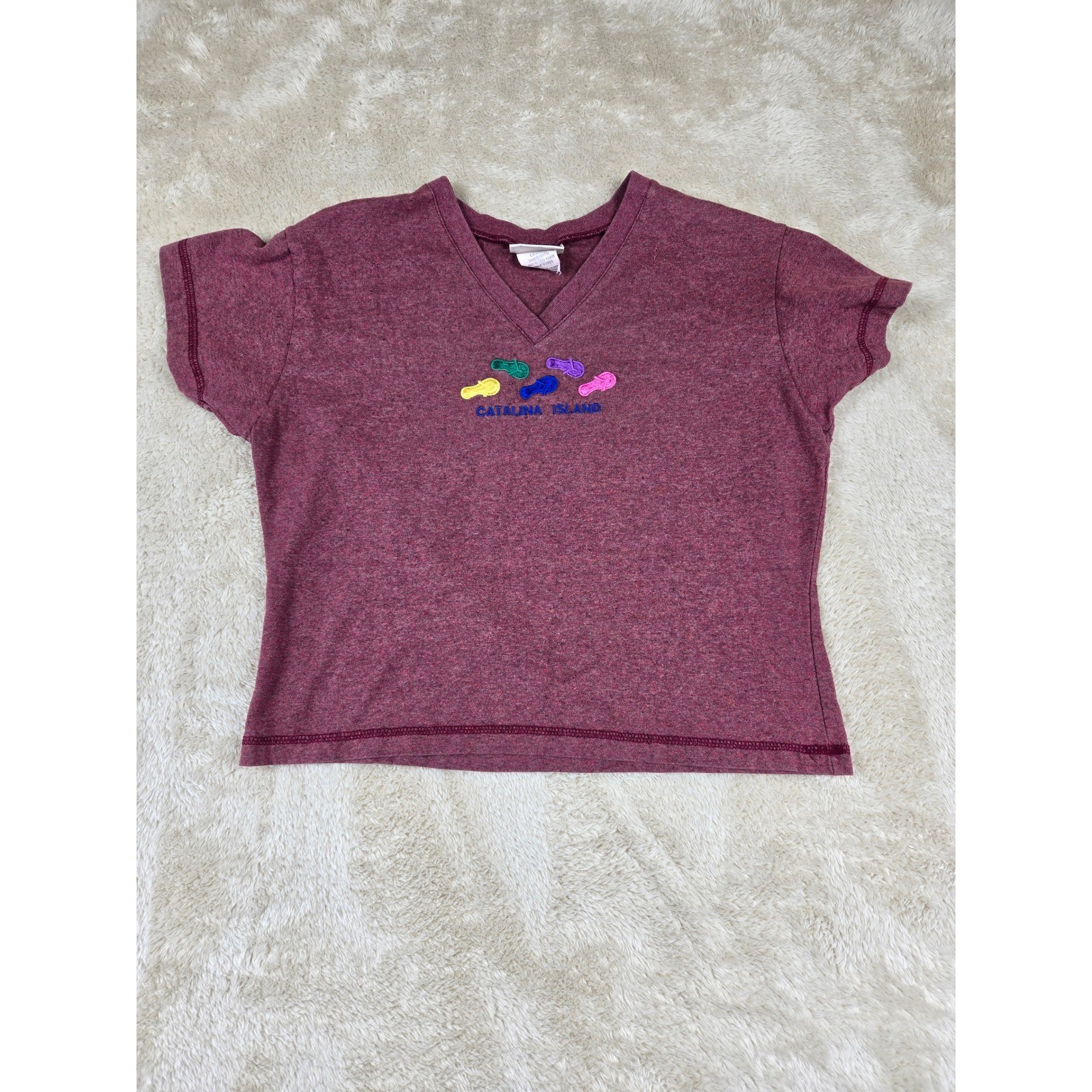Catalina Island V Neck T Shirt Womens Medium Recycled Cotton Blend