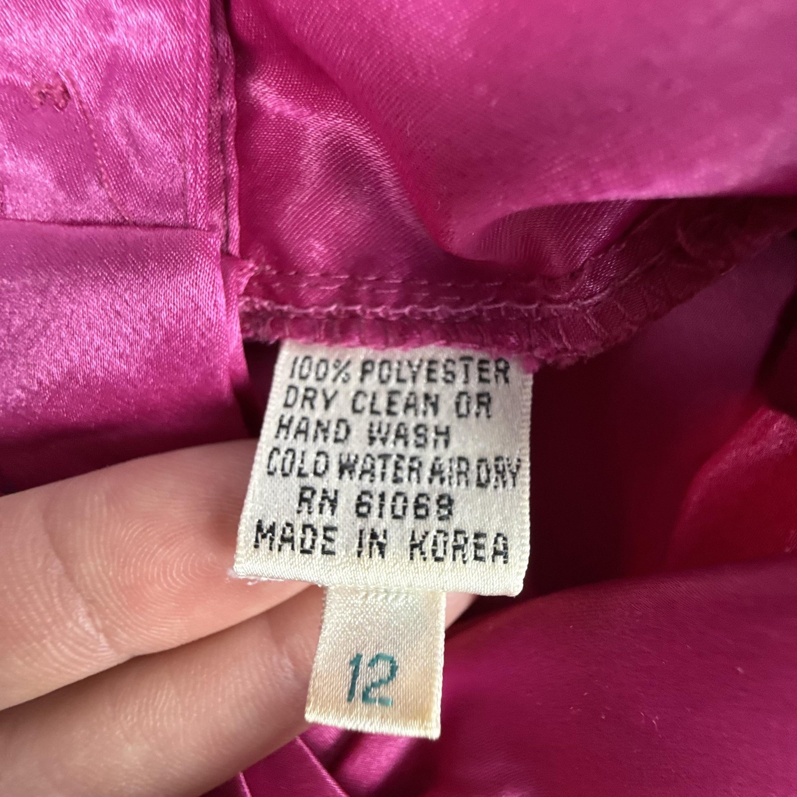 Vintage Nilani Shirt Womens 12 Pink Satin Button Back Long Sleeve Blouse 80s